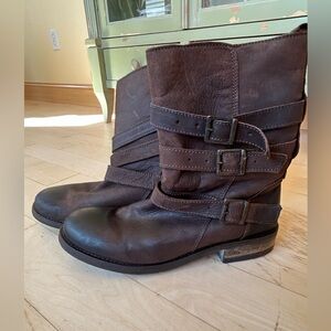 Mix Moon Women’s Size 9.5 Distressed Brown 3-Strap Moto Boots